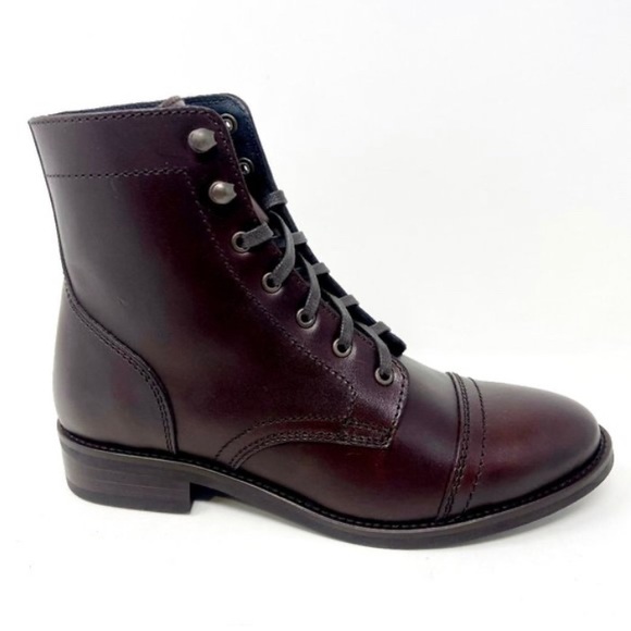 Thursday Boot Company Captain 6.5 brown burgundy Moto Mid calf Leather Boots - Picture 2 of 10